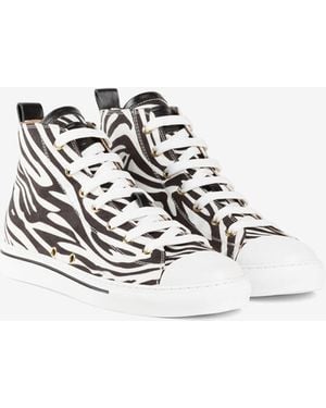Roberto Cavalli Zebra-Print Hi-Top Sneakers - White