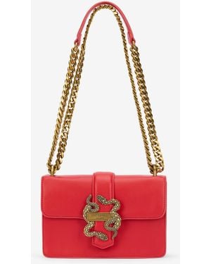 Roberto Cavalli Rote Schultertasche Mit Schlangenschnalle