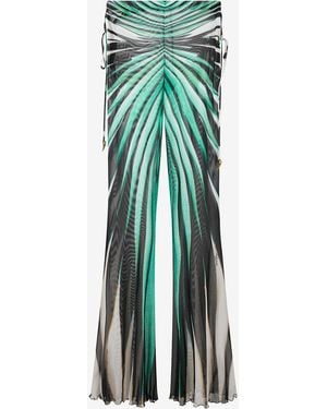 Roberto Cavalli Ray Of Sea Print Flared Pants - Green