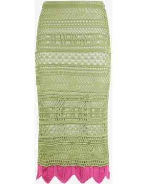 Roberto Cavalli Midi Knit Skirt With Contrast Detail - Green