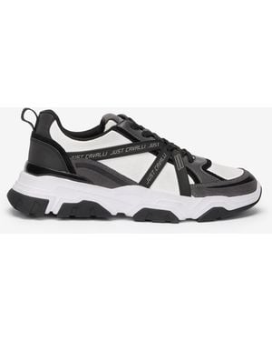 Roberto Cavalli Weiße Chunky-Ledersneakers - Mehrfarbig
