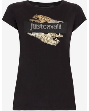 Roberto Cavalli Just Cavalli Leopard-Print T-Shirt - Black