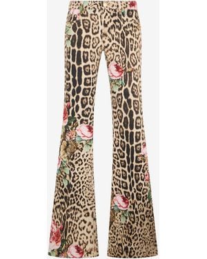 Roberto Cavalli Ausgestellte Jeans Mit Jaguar Roses-Print - Natur