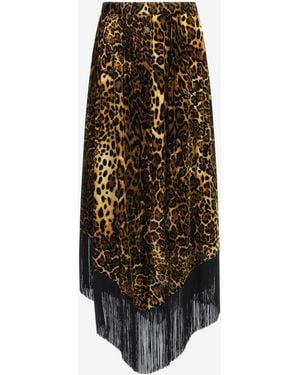 Roberto Cavalli Long Skirt With Fringe - Multicolor