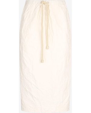 Roberto Cavalli Midi Skirt With Drawstring - Natural