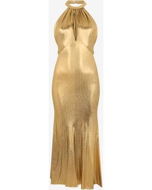 Roberto Cavalli Serpentine Print Maxi Dress - Metallic