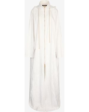 Roberto Cavalli Wall Print Hooded Coat - White