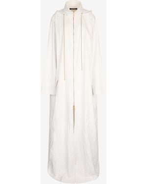 Roberto Cavalli Wall Print Hooded Coat - White
