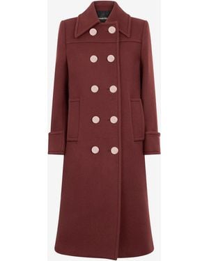 Roberto Cavalli Double-Breasted Wool Coat - Red