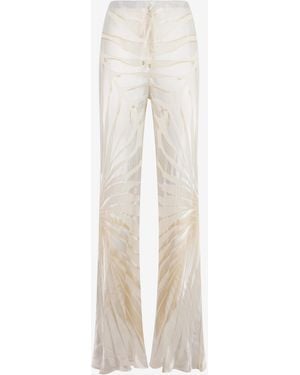 Roberto Cavalli Trousers With Ray Devoré Print - White