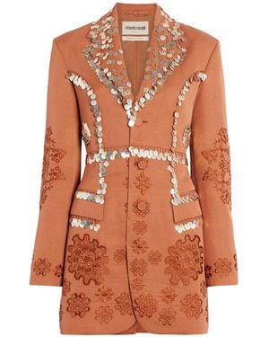 Roberto Cavalli Paillettes Embroidered Tailored Jacket - Orange