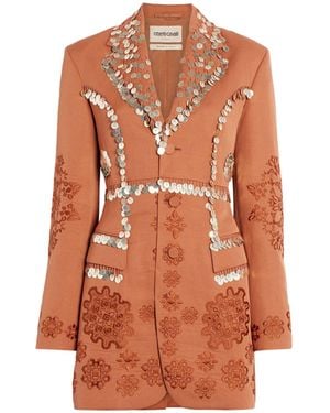 Roberto Cavalli Paillettes Embroidered Tailored Jacket - Naranja