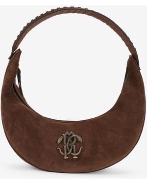 Roberto Cavalli Soft Shoulder Bag With Rc Monogram - Brown
