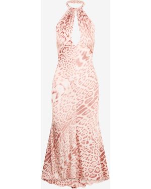 Roberto Cavalli Jaguar Print Midi Dress - Pink