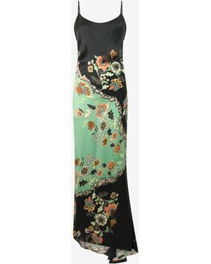 Roberto Cavalli Kimono Print Silk Dress - Green