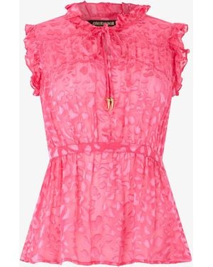 Roberto Cavalli Rosa Hemd Mit Leoparden-Print - Pink