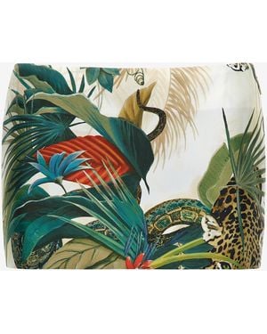 Roberto Cavalli Jungle Print Silk Mini Skirt - Green