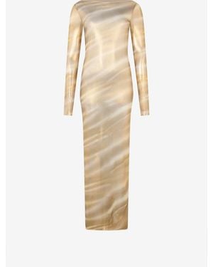 Roberto Cavalli Sheer Nilo Print Maxi Dress - Natural