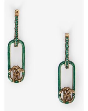 Roberto Cavalli Orecchini A Maglia Verdi Con Cristalli E Monogram Rc Snake - Blu
