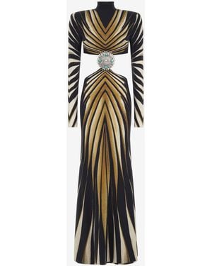 Roberto Cavalli Ray Of Print Cut Out Knit Dress - White