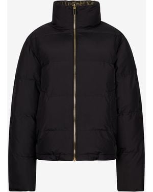 Roberto Cavalli Leopard Jacquard Print Reversible Puffer Jacket - Black