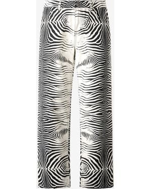 Roberto Cavalli Trousers With Tigress Print - White