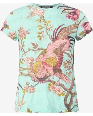 Roberto Cavalli T-Shirt With Oriental Bird Print - Multicolour
