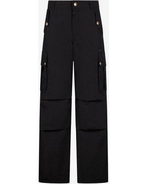 Roberto Cavalli Cargo Trousers With Buttons - Black