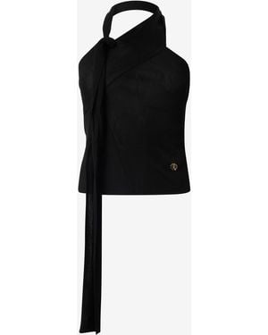 Roberto Cavalli Open-Shoulder Knitted Top - Black