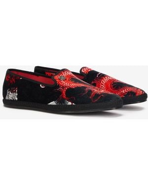 Roberto Cavalli Embroidered Velvet Loafers - Multicolour