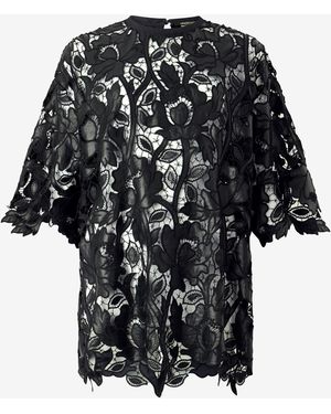Roberto Cavalli Lace Top With Floral Macramé - Black