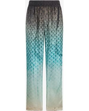 Roberto Cavalli Monogram Print Silk Trousers - Green