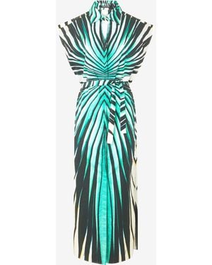 Roberto Cavalli Ray Of Sea Print Midi Dress - Blue