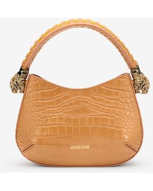 Roberto Cavalli Crocodile-Print Hobo Roar Bag - Yellow