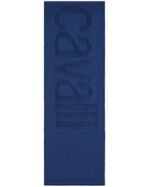 Roberto Cavalli Wool Blend Scarf With Logo Workmanship - Blue
