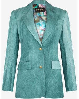 Roberto Cavalli Single-Breasted Structured Blazer - Green