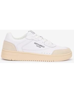 Roberto Cavalli Leather Trainers With Inserts - White