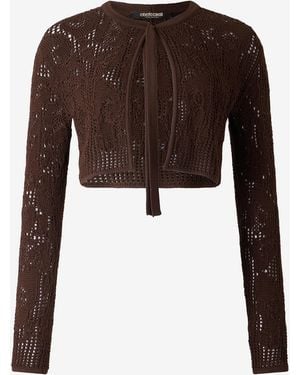 Roberto Cavalli Crochet Effect Crop Top - Black