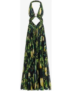 Roberto Cavalli Lemon Print Long Dress - Green