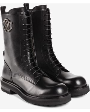 Roberto Cavalli Stiefeletten Mit Mirror Snake - Schwarz