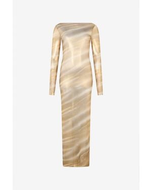 Roberto Cavalli Sheer Nilo Print Maxi Dress - Natural