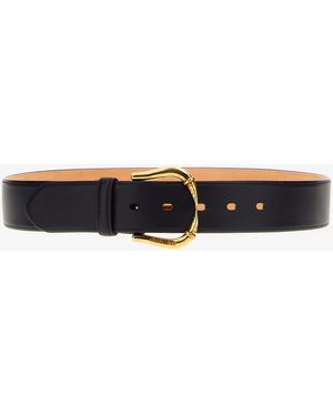 Roberto Cavalli Leather Belt With Buckle - Black