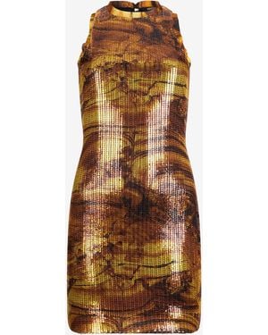 Roberto Cavalli Tiger Eye Print Dress Mini - Natural