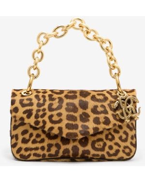 Roberto Cavalli Borsa Piccola Stampa Leopard Skin E Catena - Metallizzato
