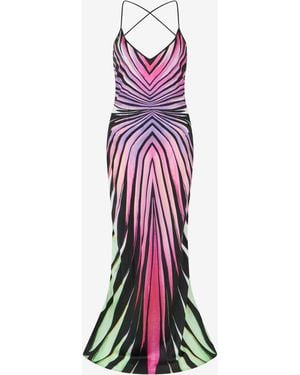 Roberto Cavalli Ray Of Paradise Print Silk Slip Dress - White