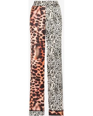 Roberto Cavalli Murena Print Silk Blend Trousers - White