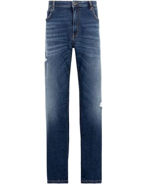 Roberto Cavalli Distressed Straight-Leg Jeans - Blue