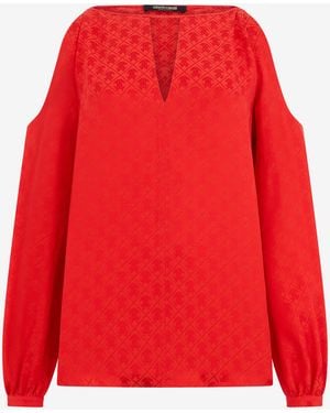 Roberto Cavalli Silk Blouse With Rc Print - Red