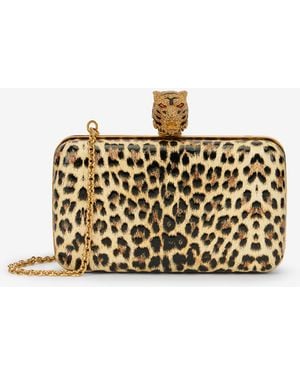 Roberto Cavalli Leopard Print Roar Clutch Bag - Metallic