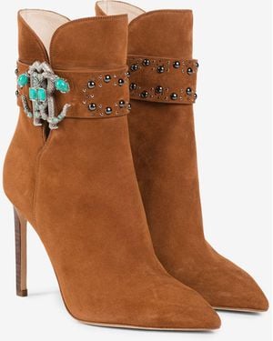 Roberto Cavalli Mirror Snake Ankle Boots - Brown